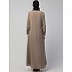 Front open Contrast embroidery abaya- Khaki